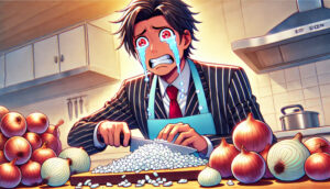 Zwiebel schneiden ohne Tränen mit einem elektrischen Zwiebelschneider