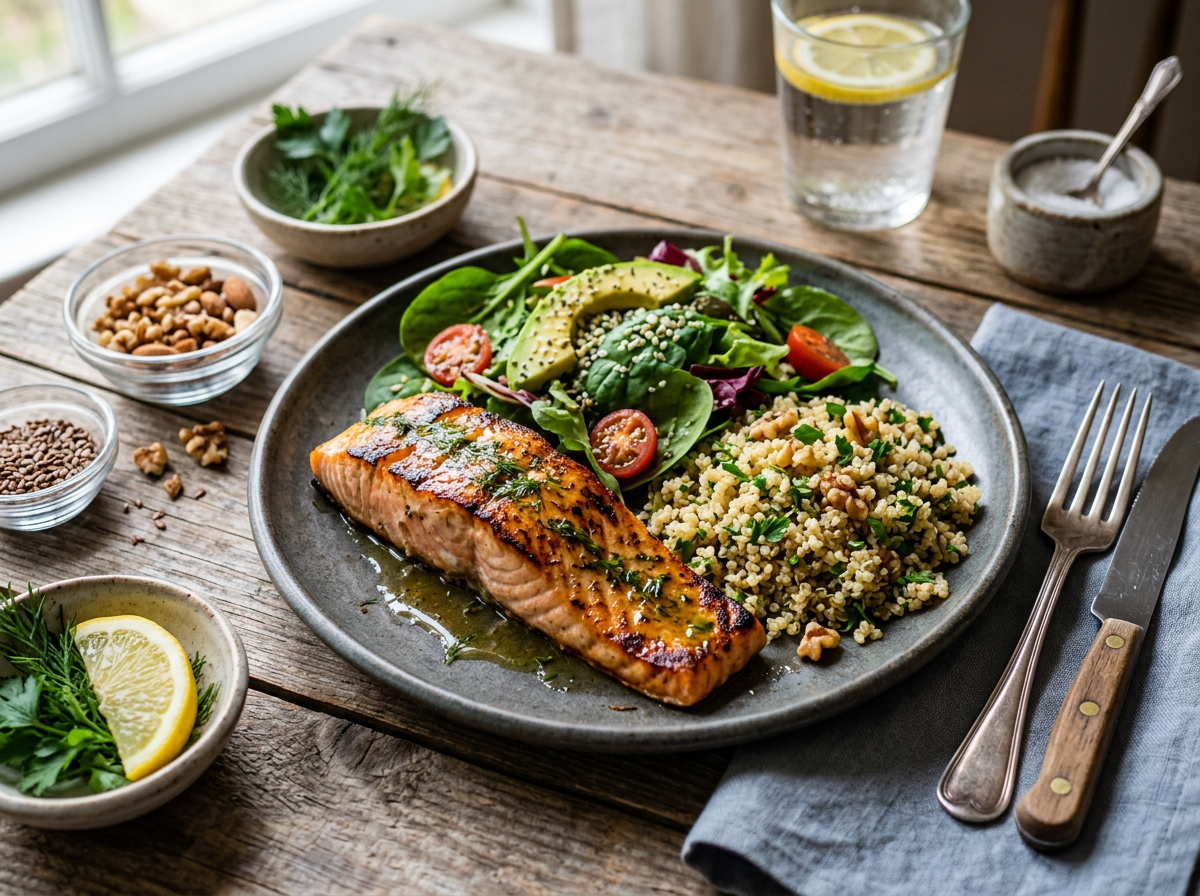 Omega-3 auf dem Teller: Fisch, Öle und pflanzliche Alternativen im Vergleich (KI)